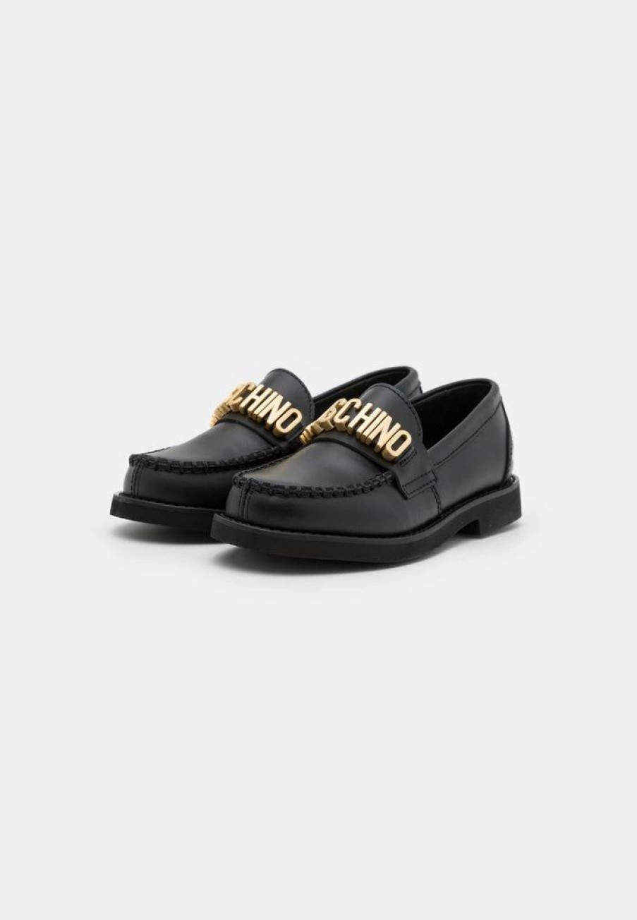 * | Moschino College Galvanic Lettering Logo Slip-Ons Black