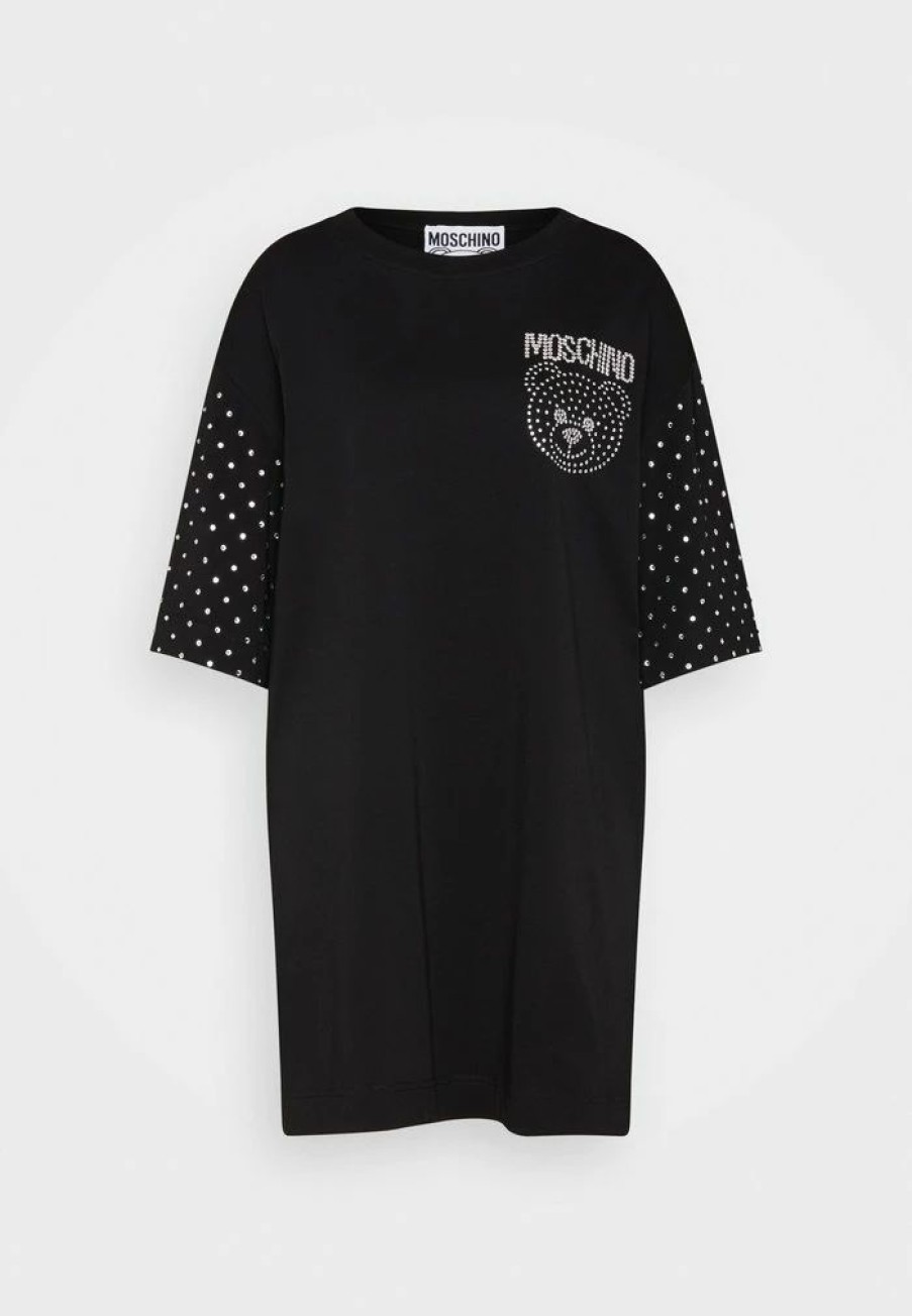 * | Moschino Crystal Teddy Bear Jersey Dress Black