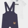 * | Moschino Dungarees Set Unisex Print T-Shirt Navy Blue