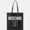 * | Moschino Double Smile Logo Unisex Tote Bag Black