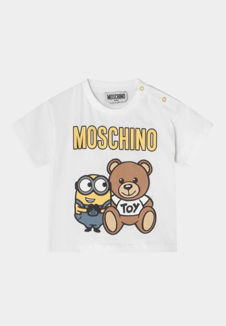 * | Moschino Minions Unisex Print T-Shirt Optical White