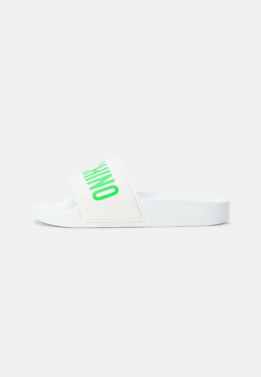 * | Moschino Mules White/Neon Green