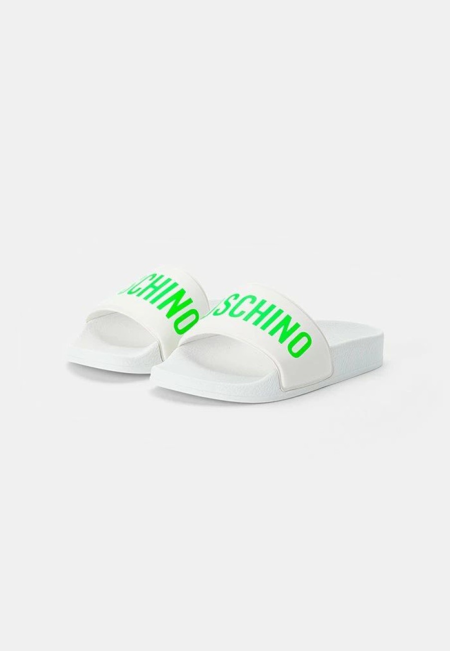 * | Moschino Mules White/Neon Green