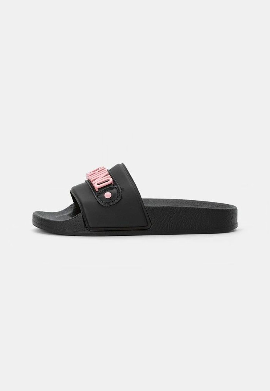 * | Moschino Mules Black/Pink Lettering