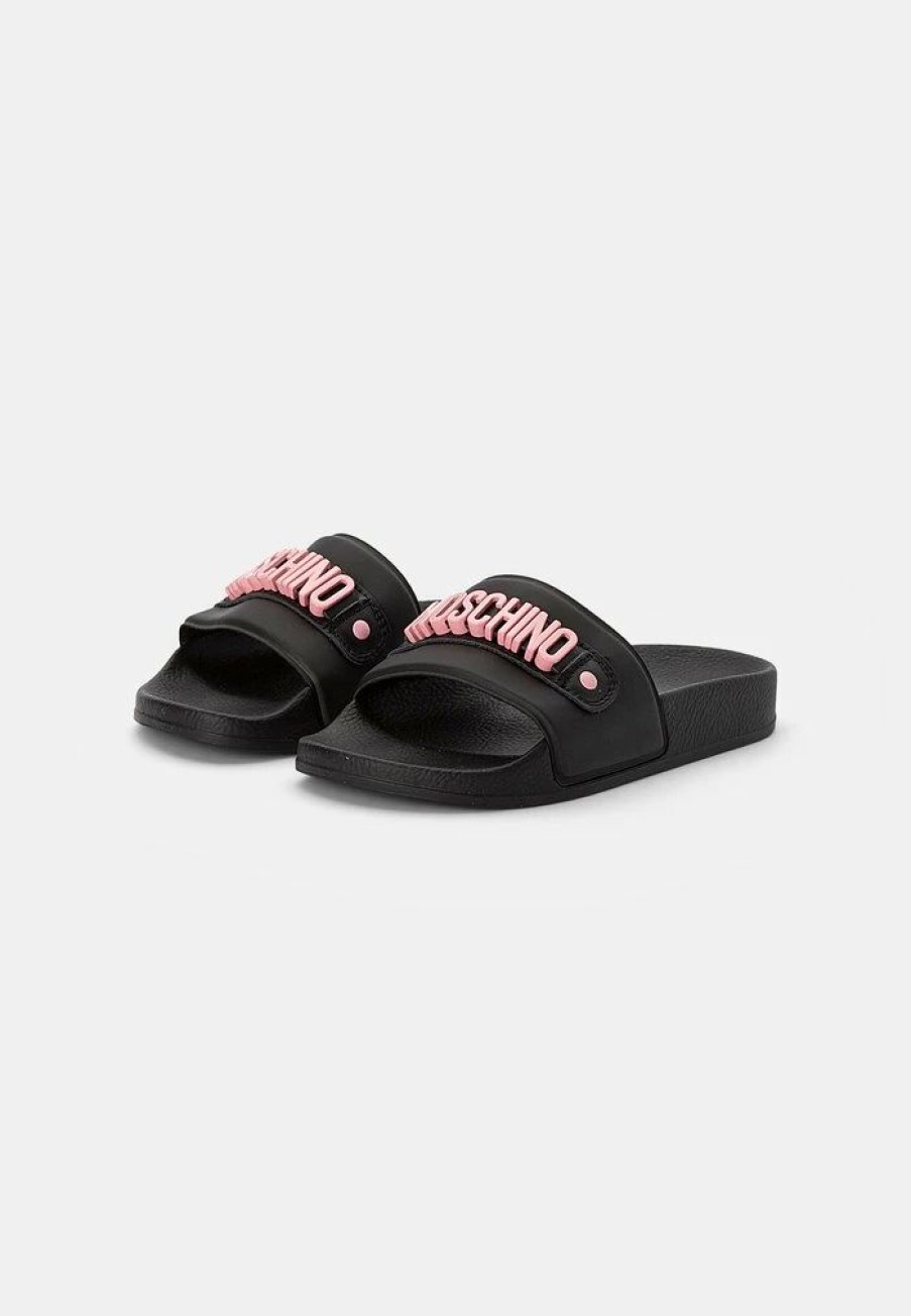 * | Moschino Mules Black/Pink Lettering