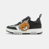 * | Moschino Box Sole Strap Teddy Bear Patch And Logo Print Unisex Trainers Black/White