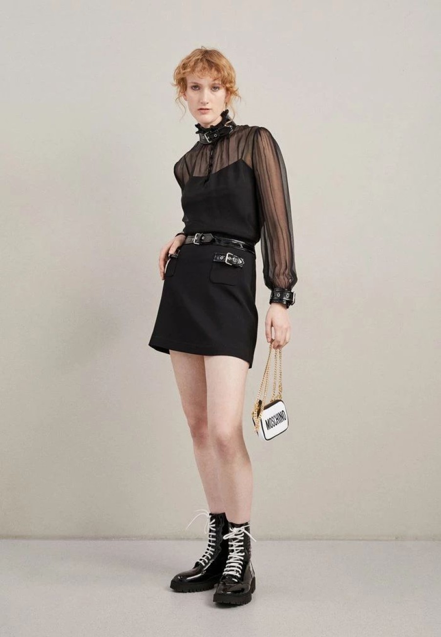 * | Moschino Bondage Buckle Mini Skirt Black