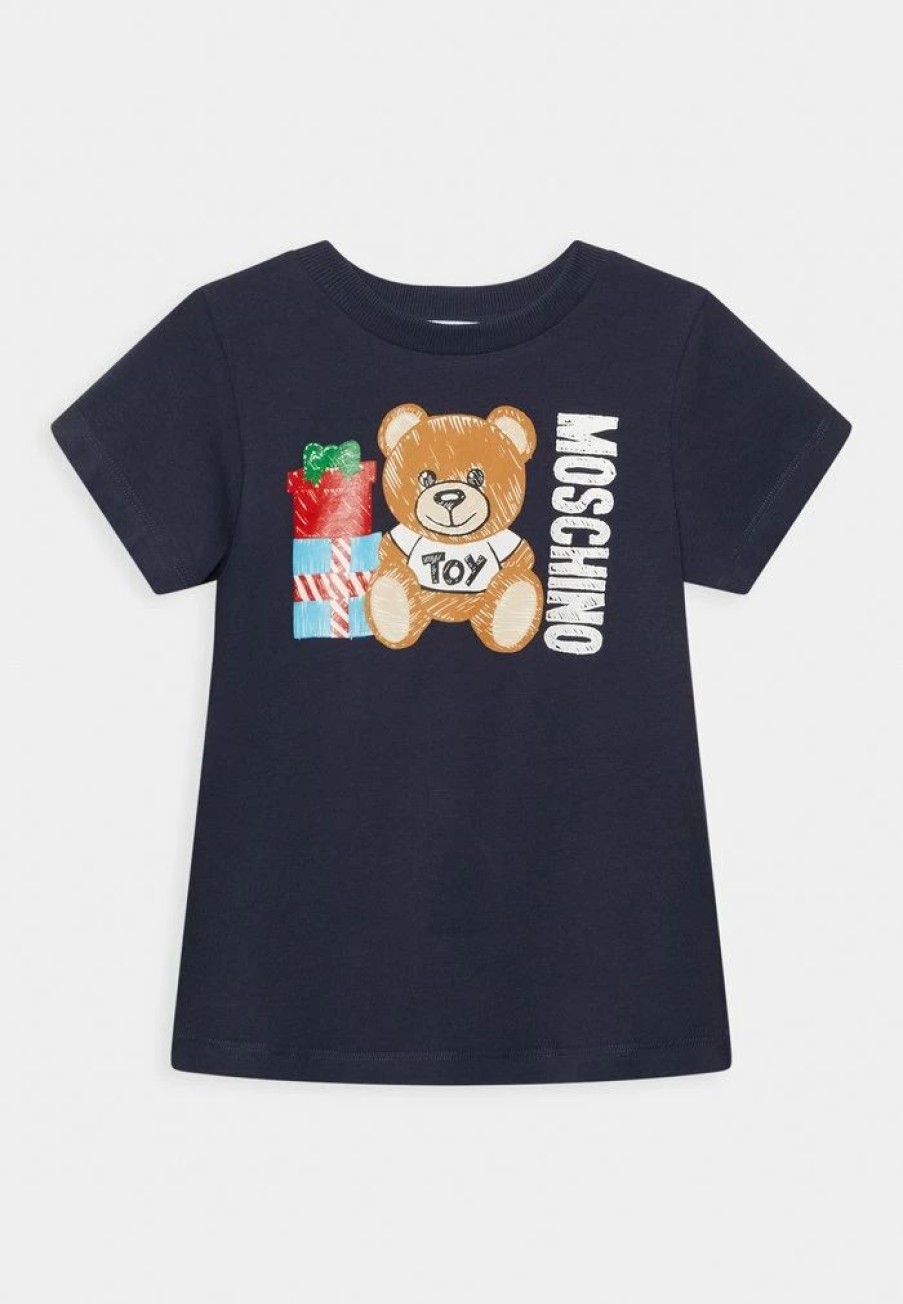 * | Moschino Tee Unisex Print T-Shirt Navy Blue