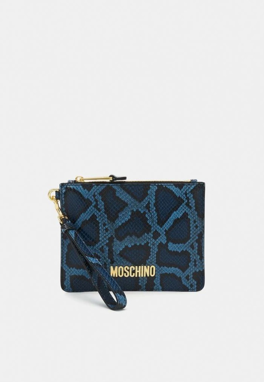 * | Moschino Logo Unisex Clutch Blue