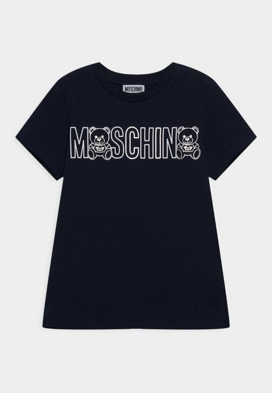 * | Moschino Unisex Print T-Shirt Navy Blue