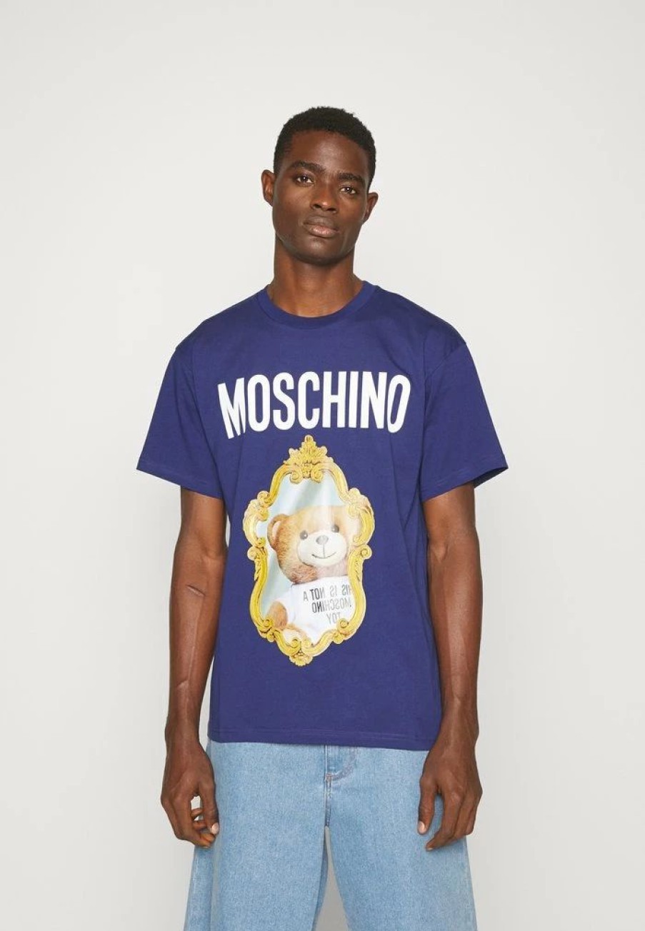 * | Moschino Mirror Bear Print T-Shirt Blue