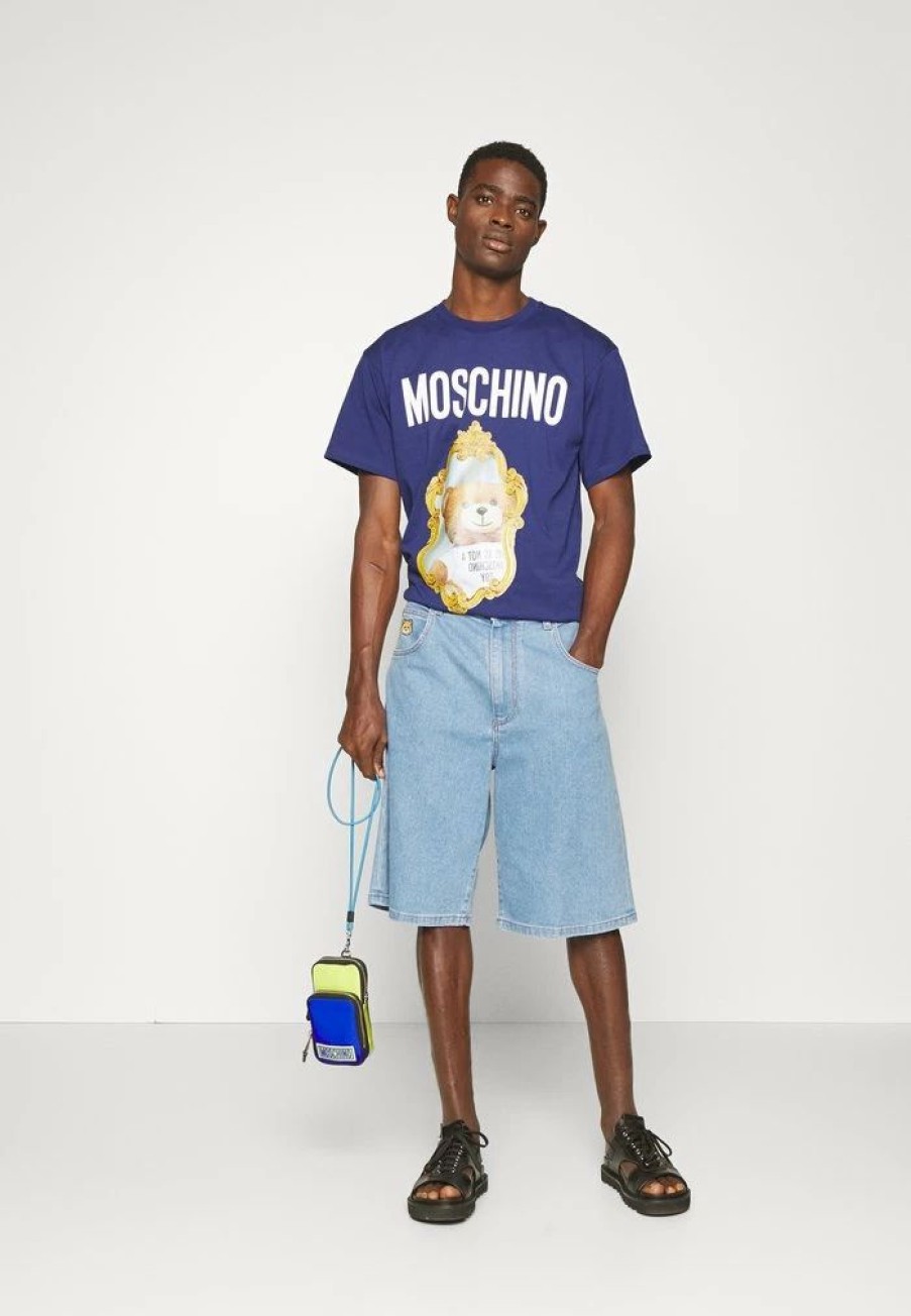 * | Moschino Mirror Bear Print T-Shirt Blue