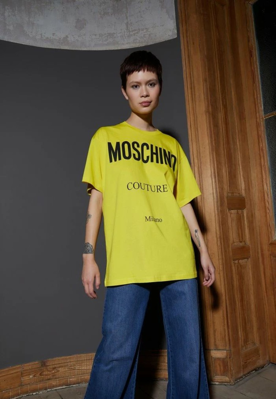 * | Moschino Institutional Logos Print T-Shirt Yellow