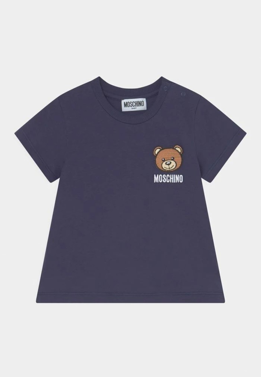 * | Moschino Unisex Print T-Shirt Navy Blue