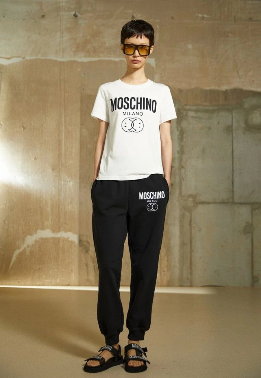 * | Moschino Double Smile Print T-Shirt Fantasy White