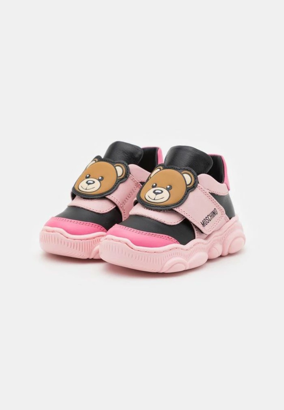 * | Moschino Teddy Sole Strap Bear Patch Trainers Pink/Black