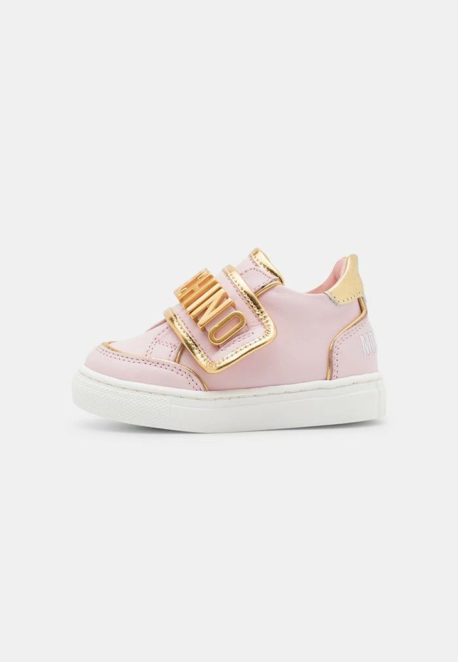 * | Moschino Box Sole Strap Lettering Logo Baby Shoes Pink/Gold