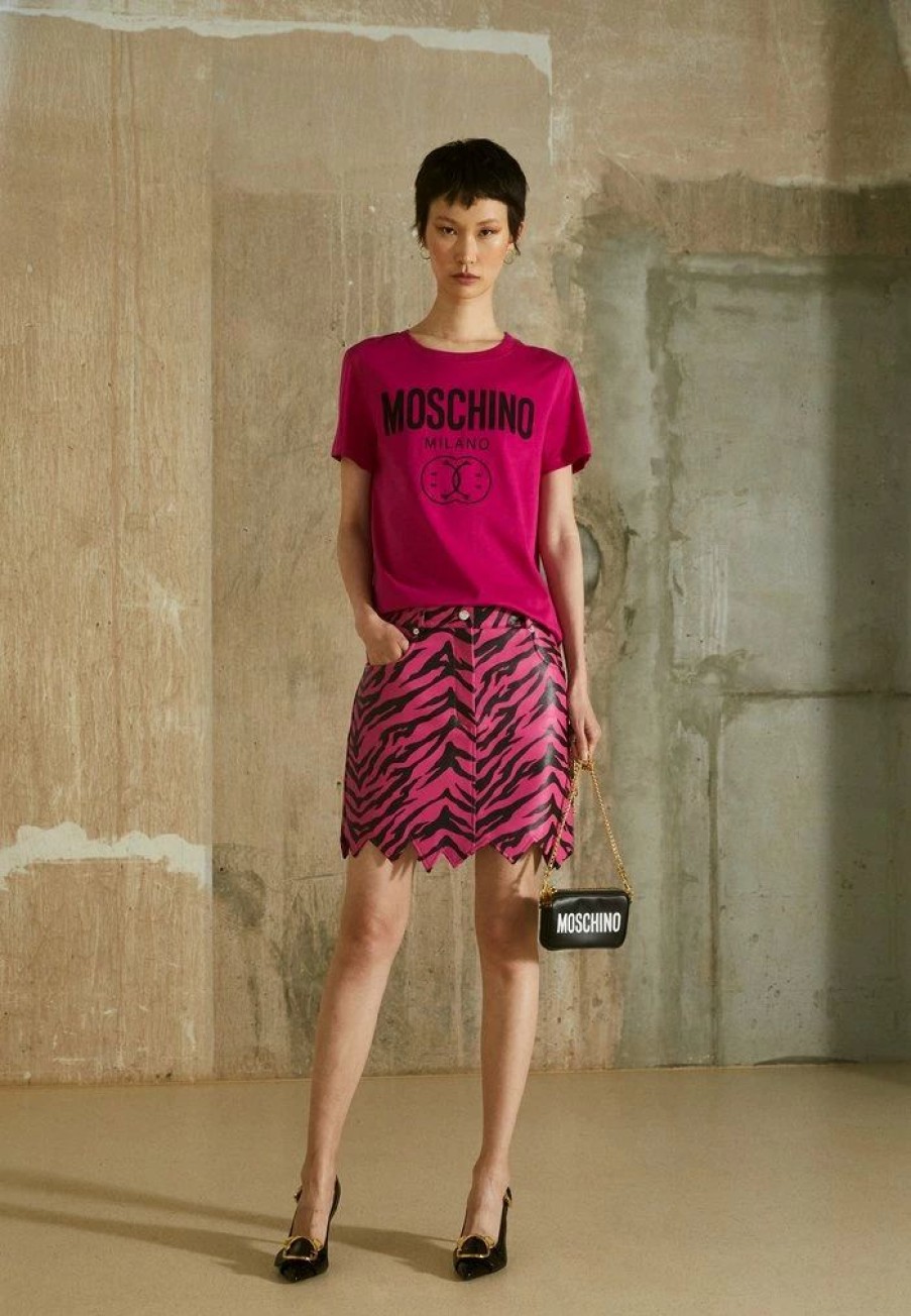 * | Moschino Double Smile Print T-Shirt Fuchsia