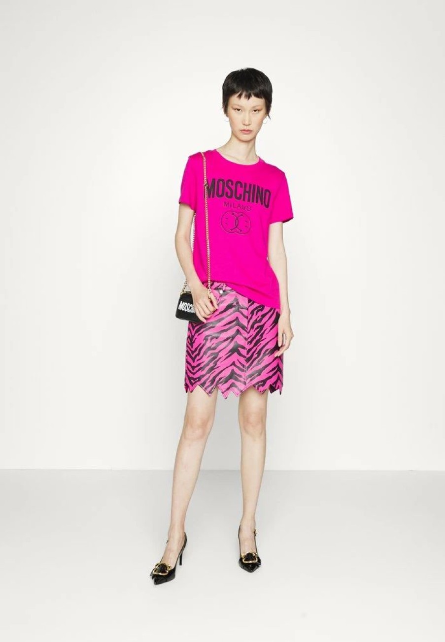 * | Moschino Double Smile Print T-Shirt Fuchsia