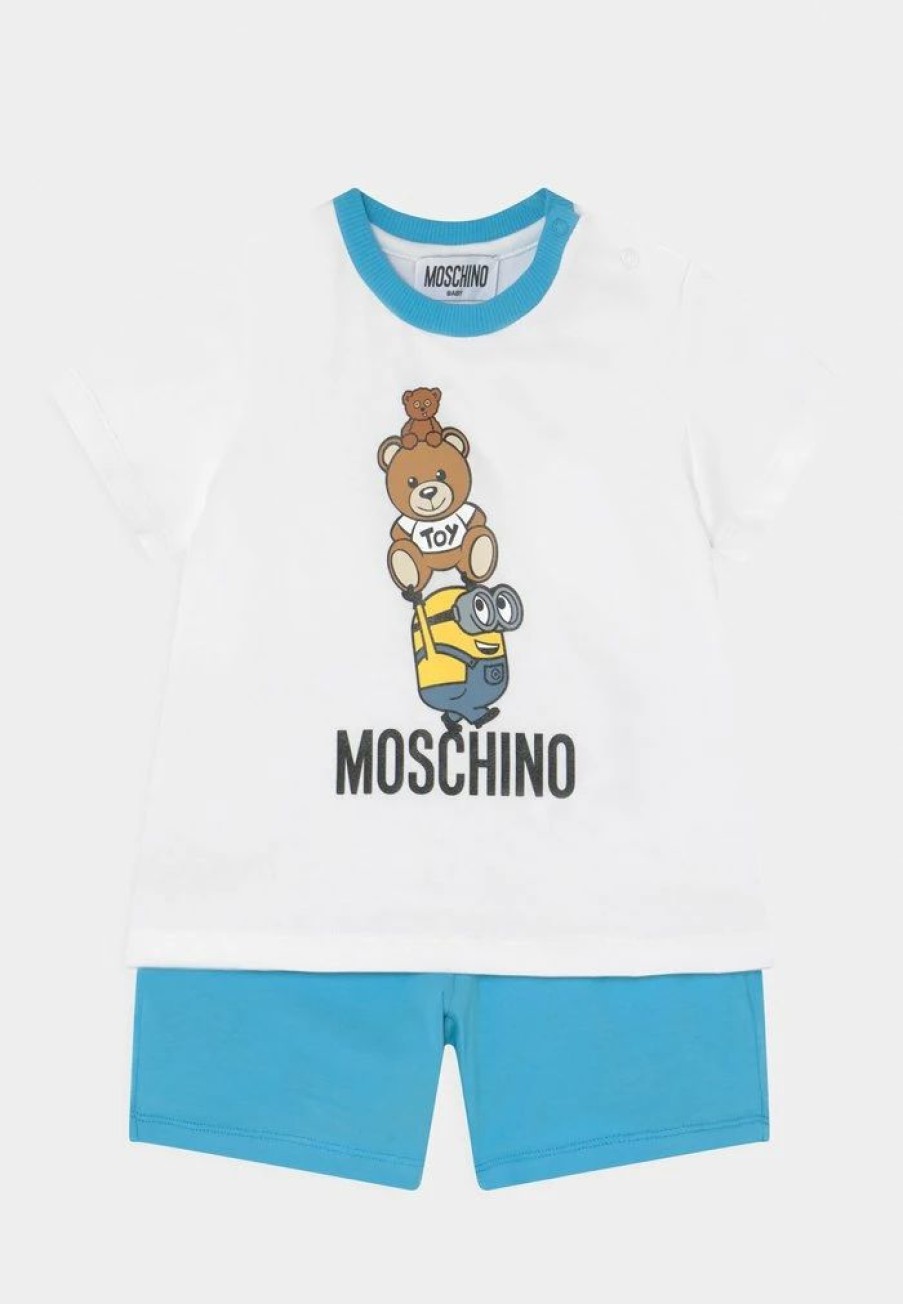 * | Moschino Minions Set Unisex Print T-Shirt Aquarius Blue