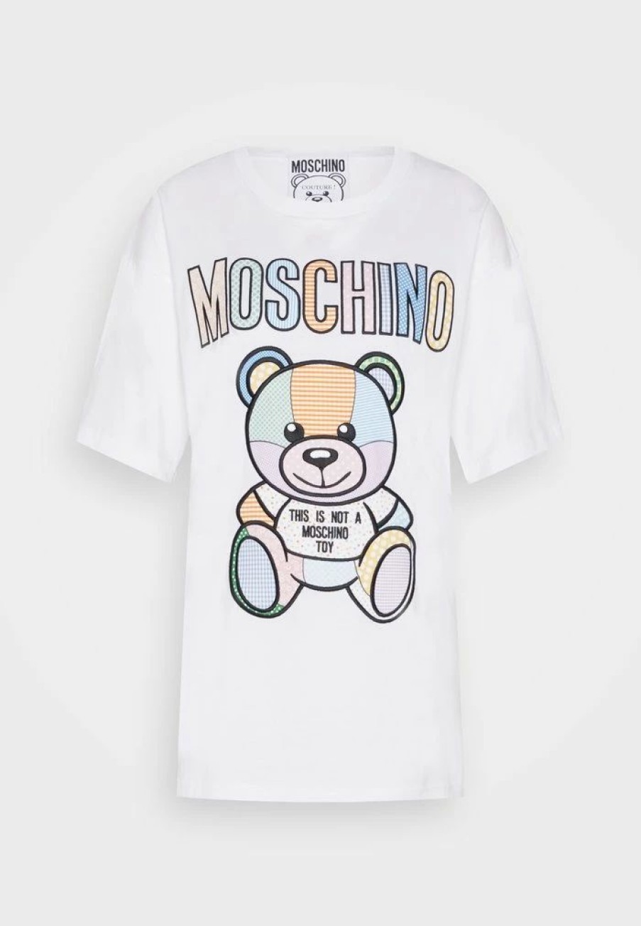 * | Moschino Teddy Patchwork Print T-Shirt White