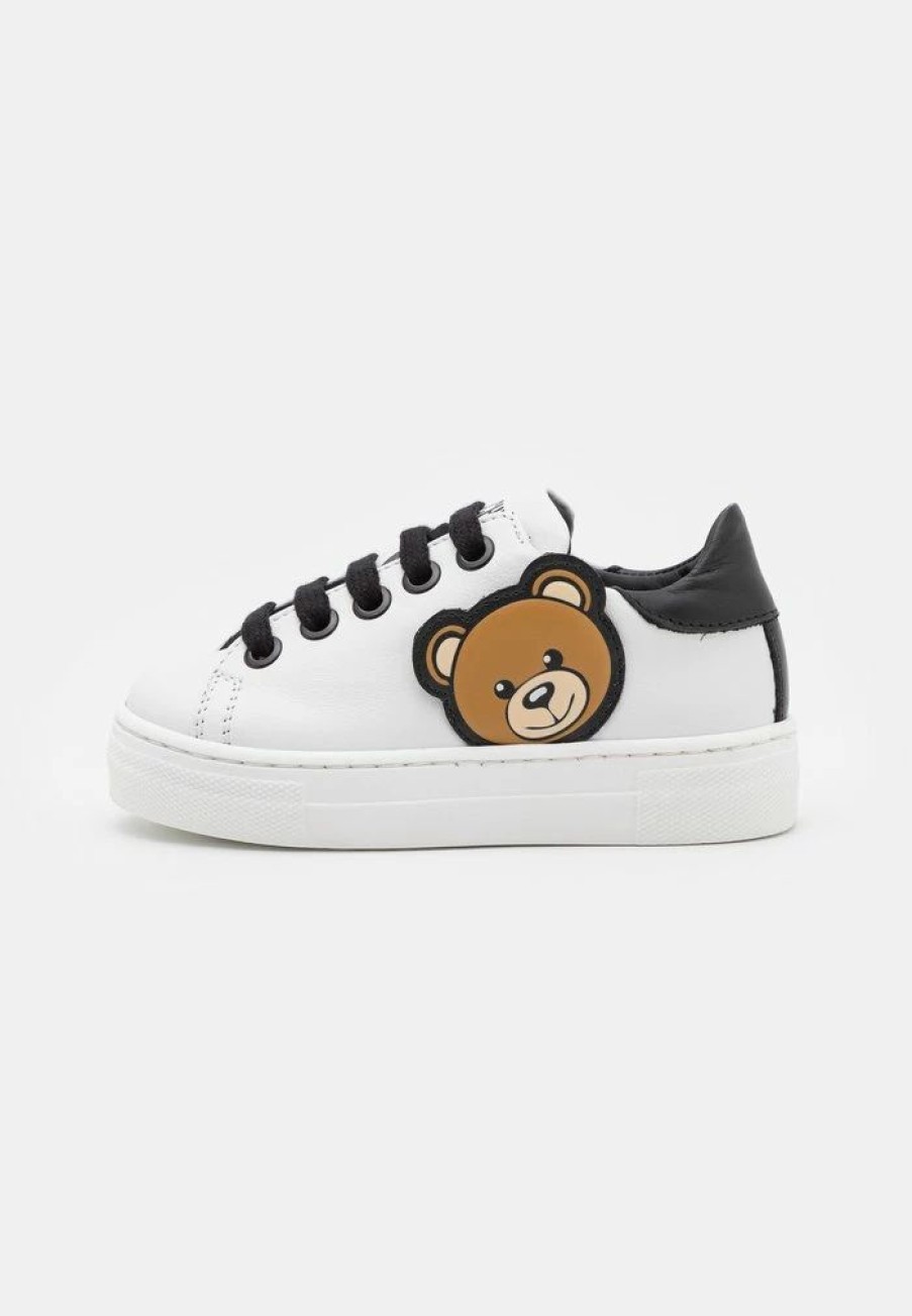 * | Moschino Box Sole Lace Teddy Bear Patch Unisex Trainers White/Black