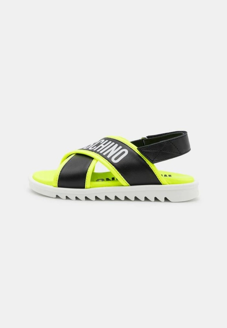 * | Moschino Sandals Black/Neon Yellow/White