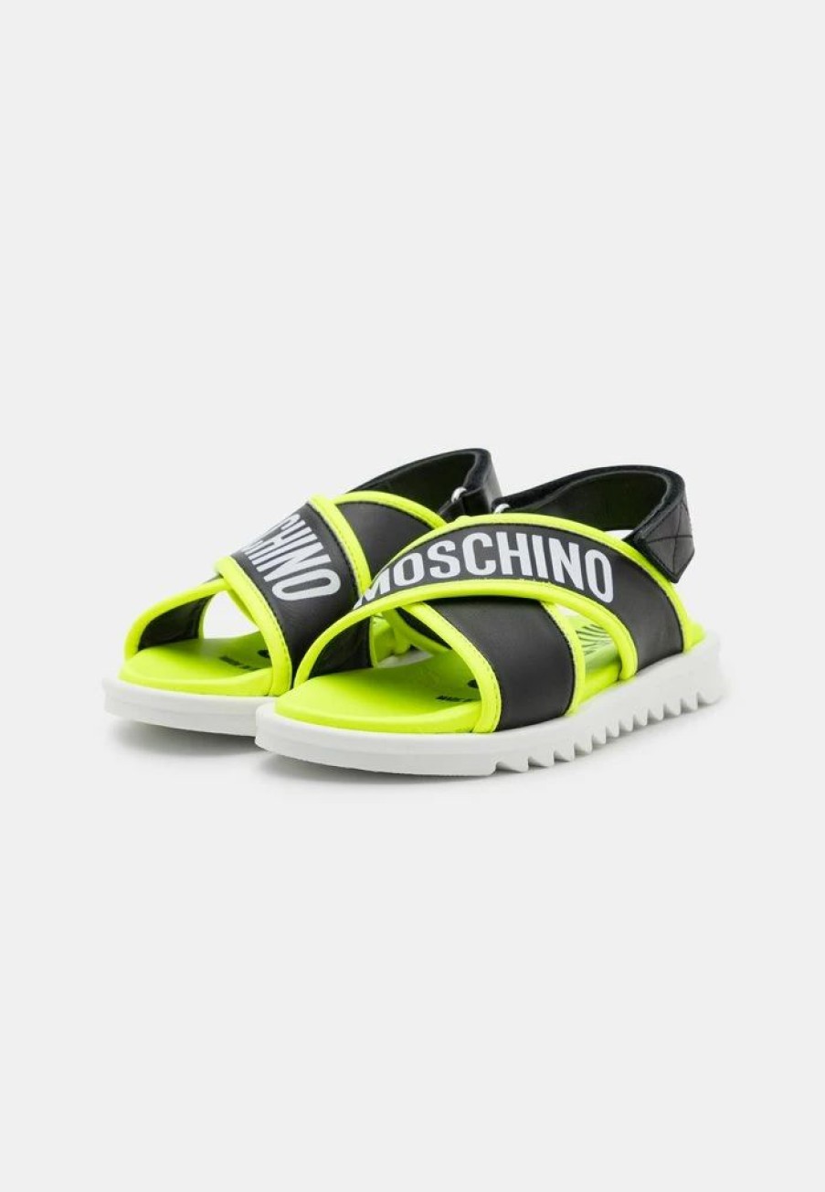 * | Moschino Sandals Black/Neon Yellow/White