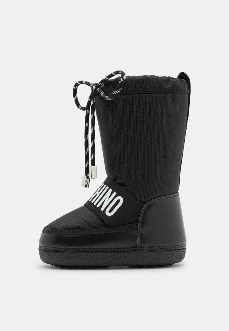 * | Moschino Elastic Band Maxi Logo Winter Boots Black