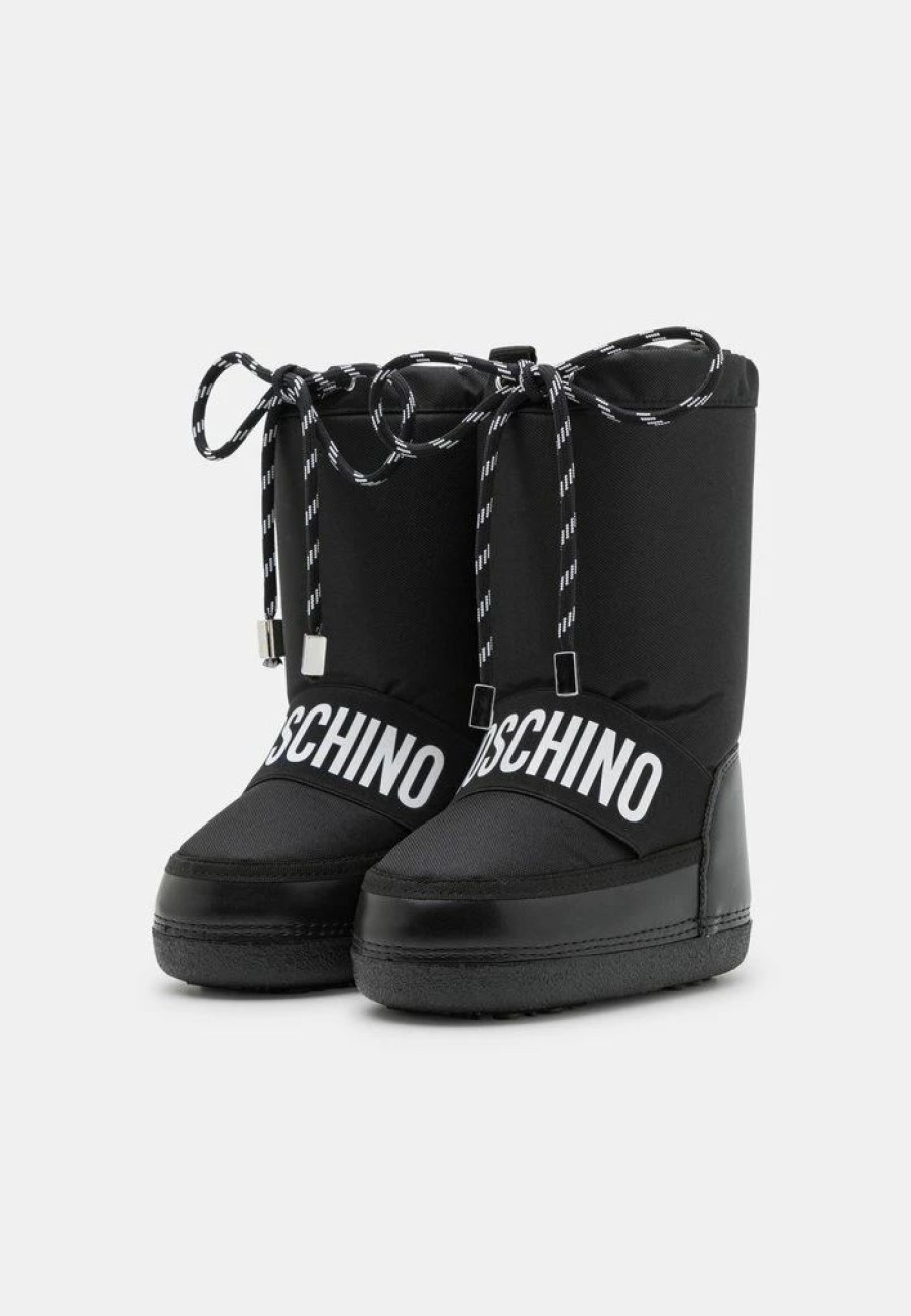 * | Moschino Elastic Band Maxi Logo Winter Boots Black