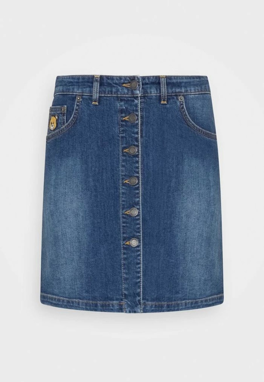 * | Moschino Teddy Bear Denim Skirt Blue