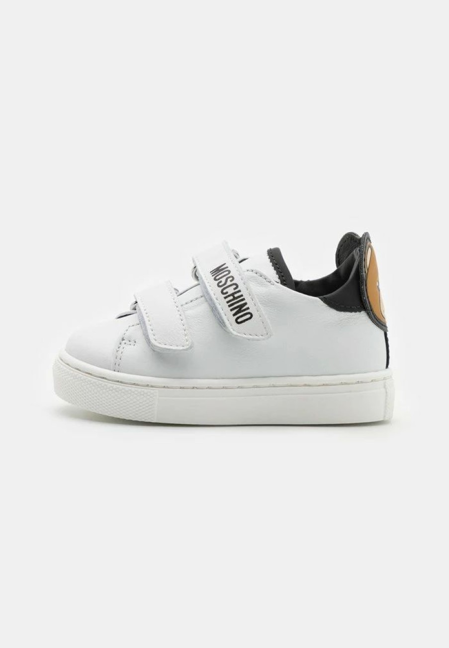 * | Moschino Box Sole Strap Teddy Bear Patch Unisex Trainers White/Black