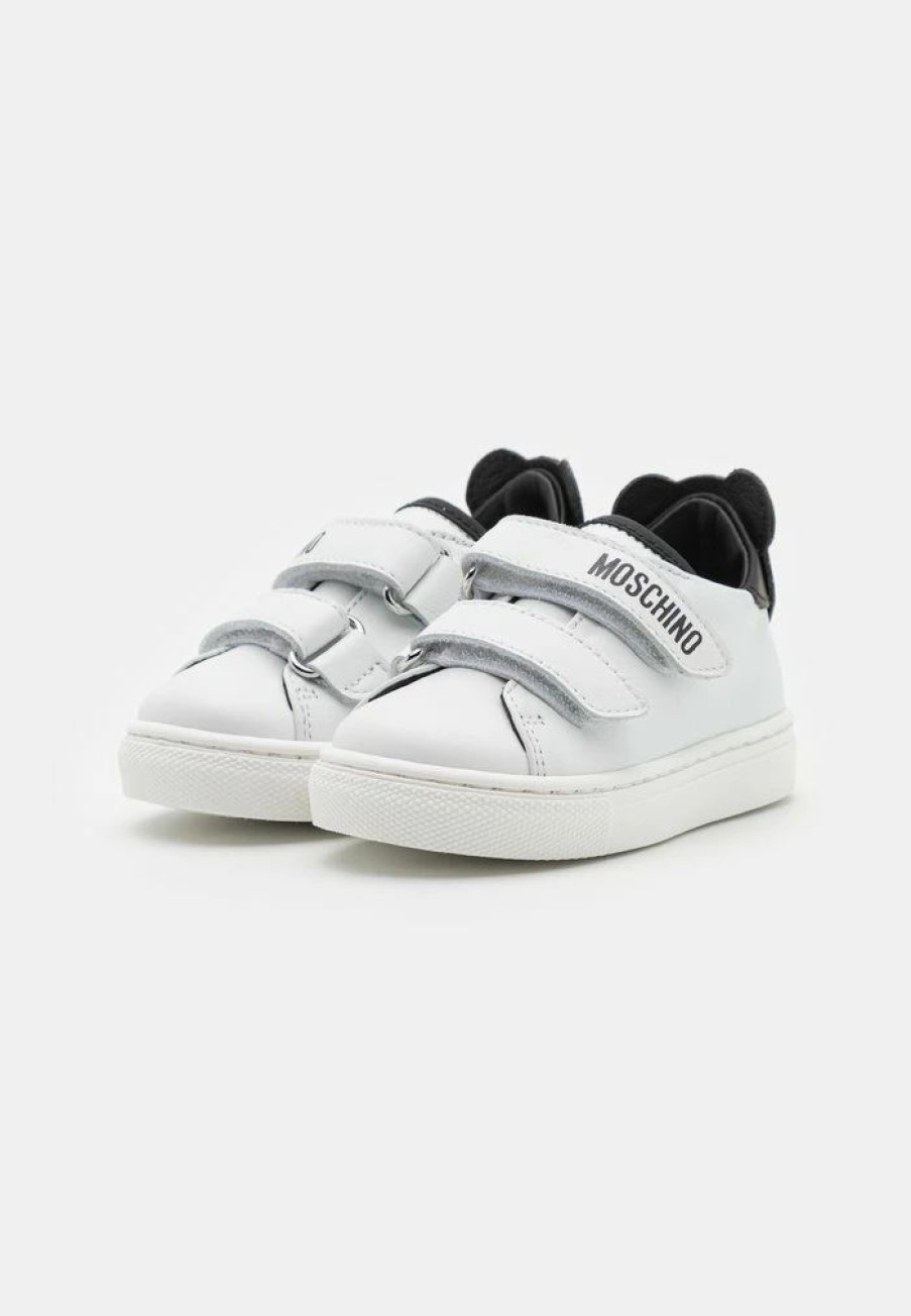 * | Moschino Box Sole Strap Teddy Bear Patch Unisex Trainers White/Black