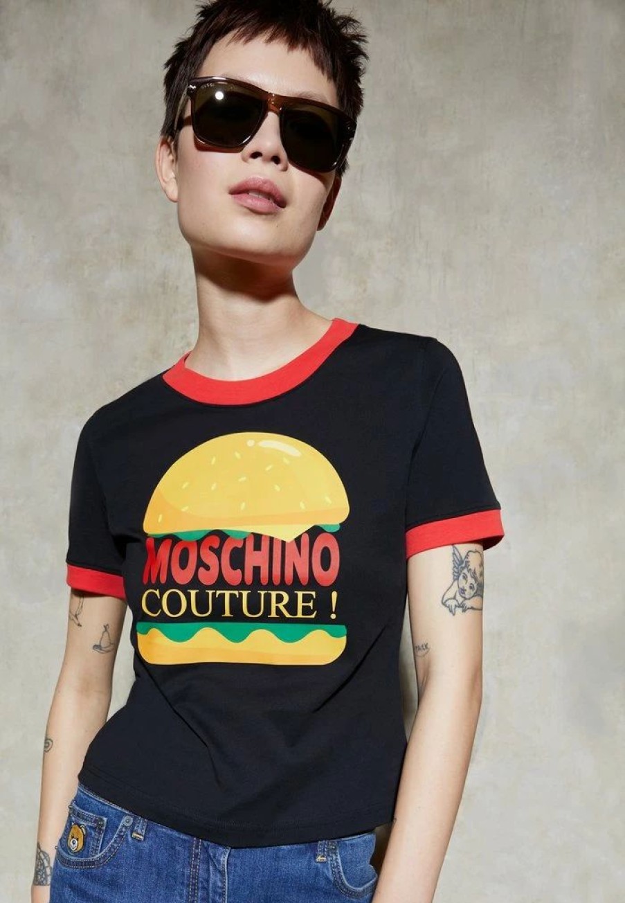 * | Moschino Diner Group Print T-Shirt Black