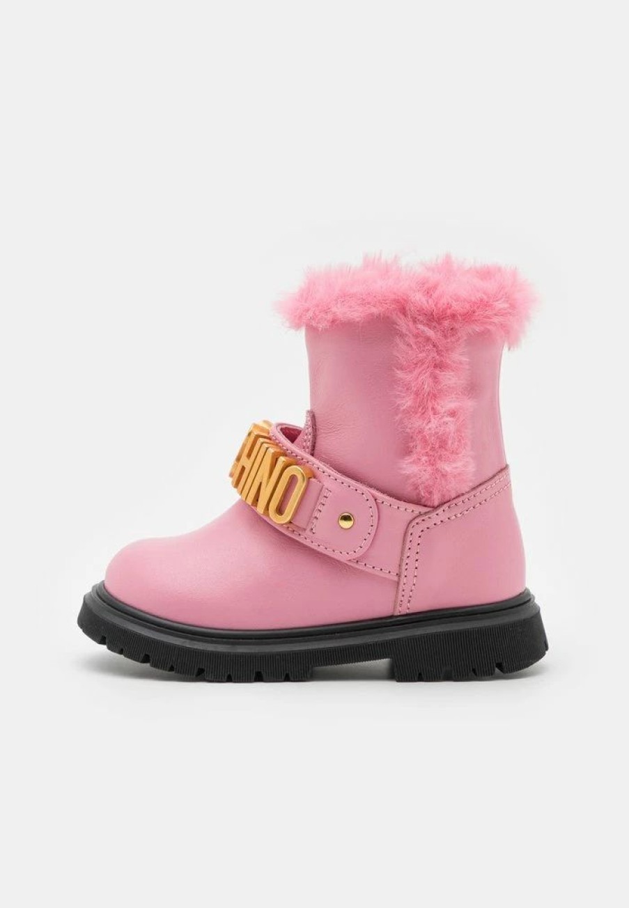 * | Moschino Ankle Boots Lettering Logo Classic Ankle Boots Pink