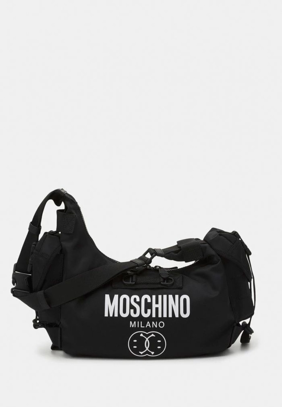 * | Moschino Double Smile Logo Unisex Across Body Bag Black