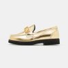 * | Moschino College Galvanic Lettering Logo Slip-Ons Gold