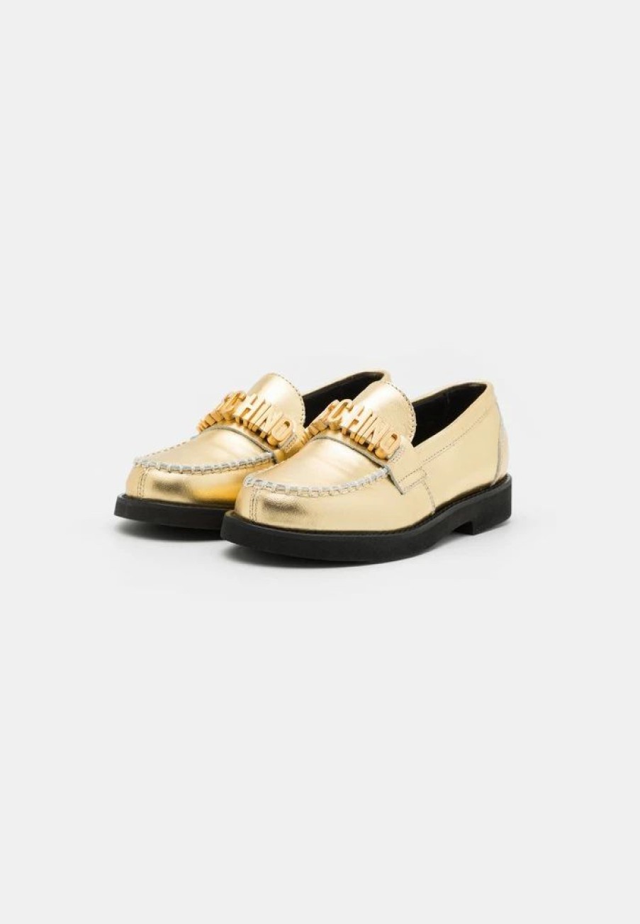 * | Moschino College Galvanic Lettering Logo Slip-Ons Gold