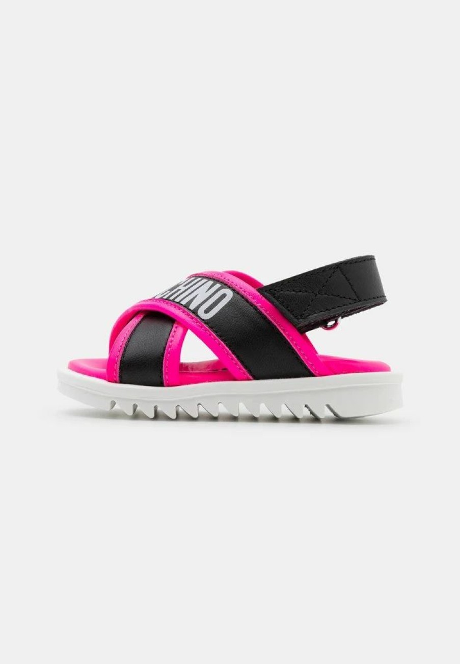 * | Moschino Sandals Black/Neon Fuxia/White