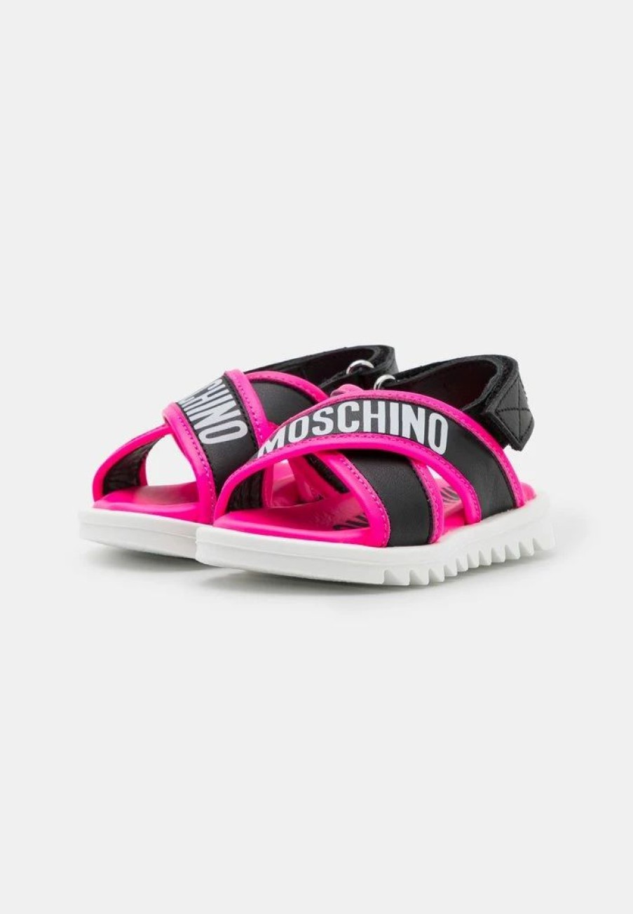 * | Moschino Sandals Black/Neon Fuxia/White