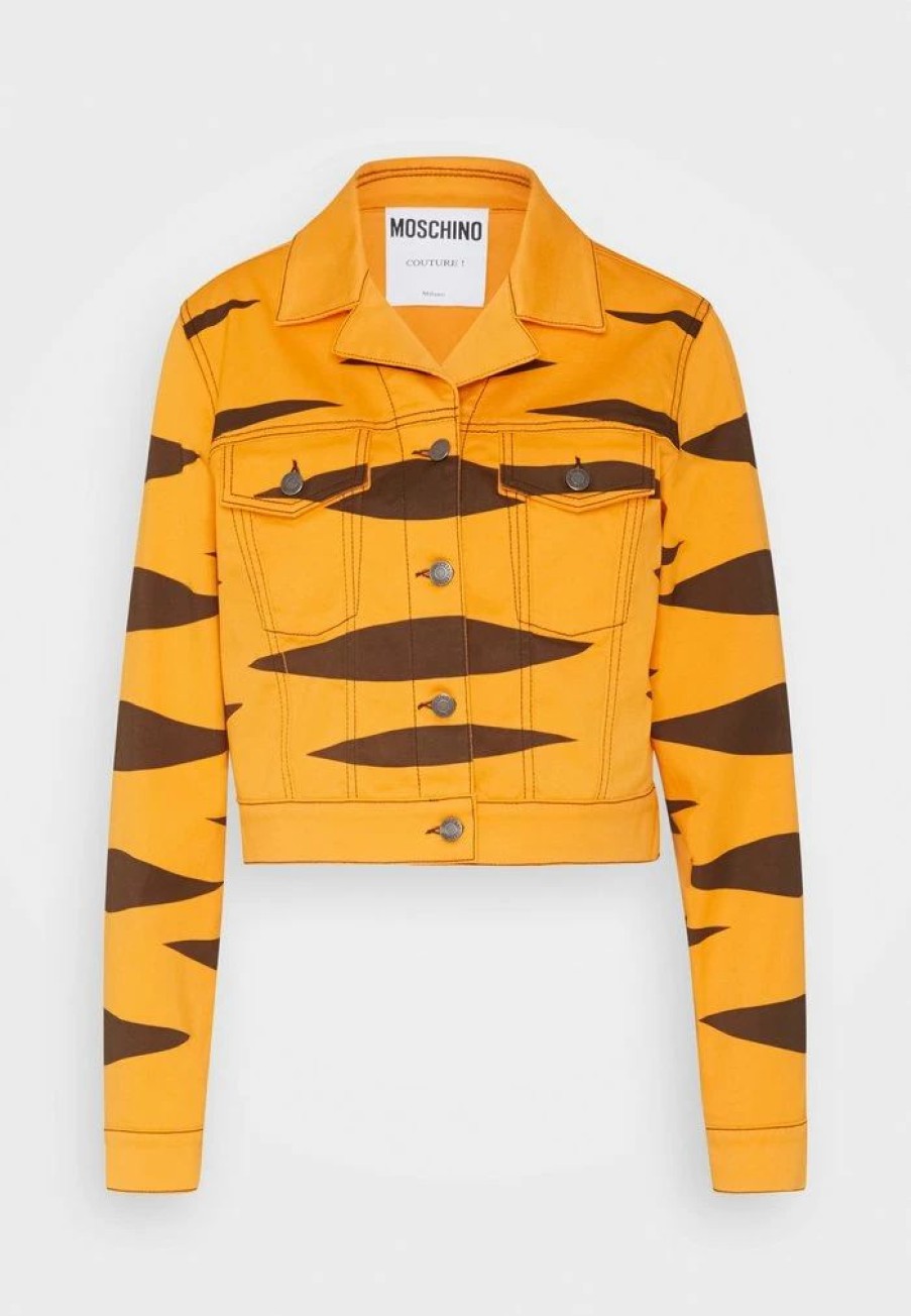 * | Moschino Stamp Look Tiger On Stretch Denim Jacket Orange