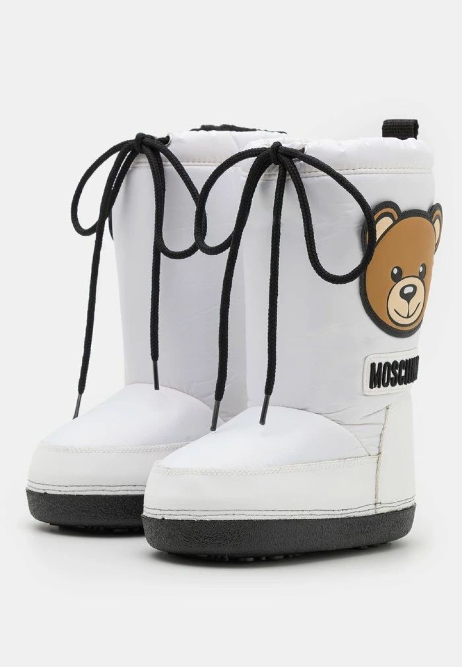 * | Moschino Teddy Bear Patch Unisex Winter Boots White