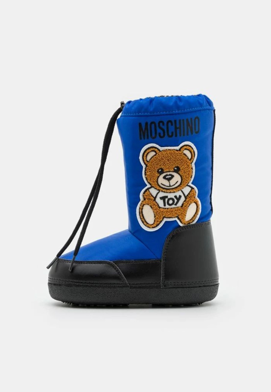 * | Moschino Maxi Fabric Teddy Bear Patch Unisex Winter Boots Bluette