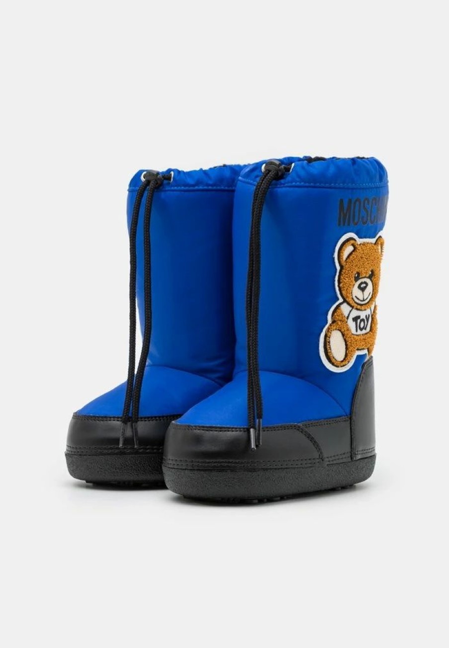 * | Moschino Maxi Fabric Teddy Bear Patch Unisex Winter Boots Bluette