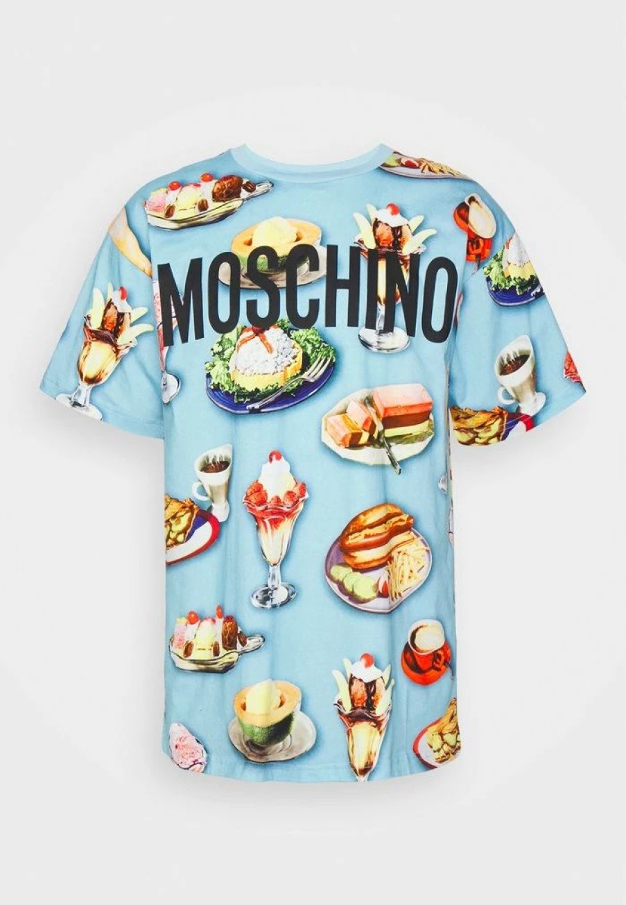 * | Moschino Print T-Shirt Light Blue