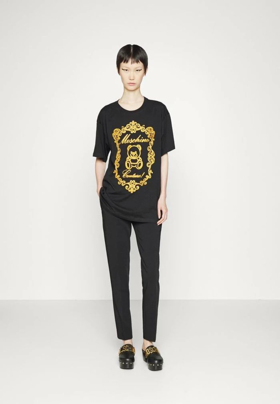 * | Moschino Embroidery Bear Print T-Shirt Fantasy Black