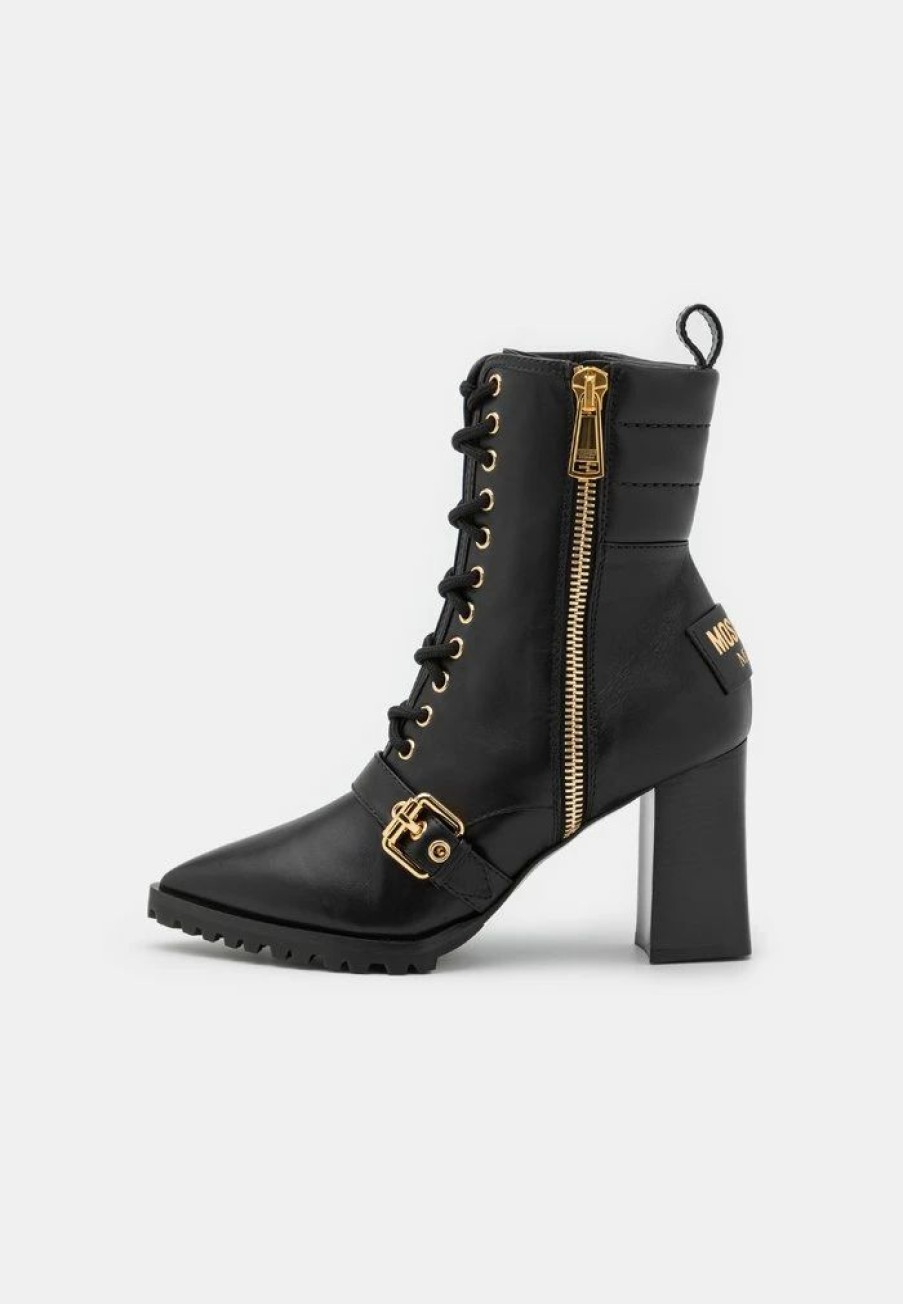 * | Moschino Lace-Up Ankle Boots Nero