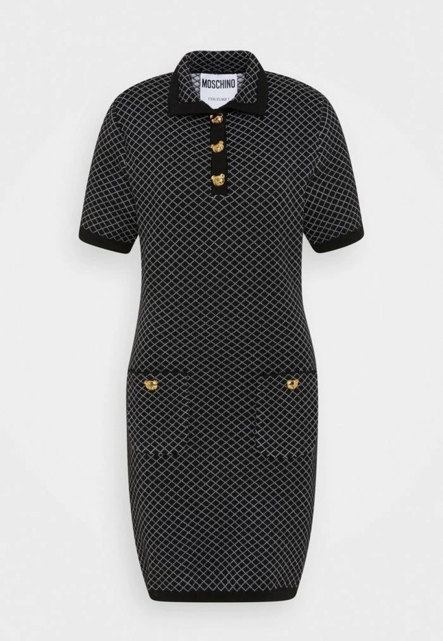 * | Moschino Teddy Buttons Jumper Dress Black