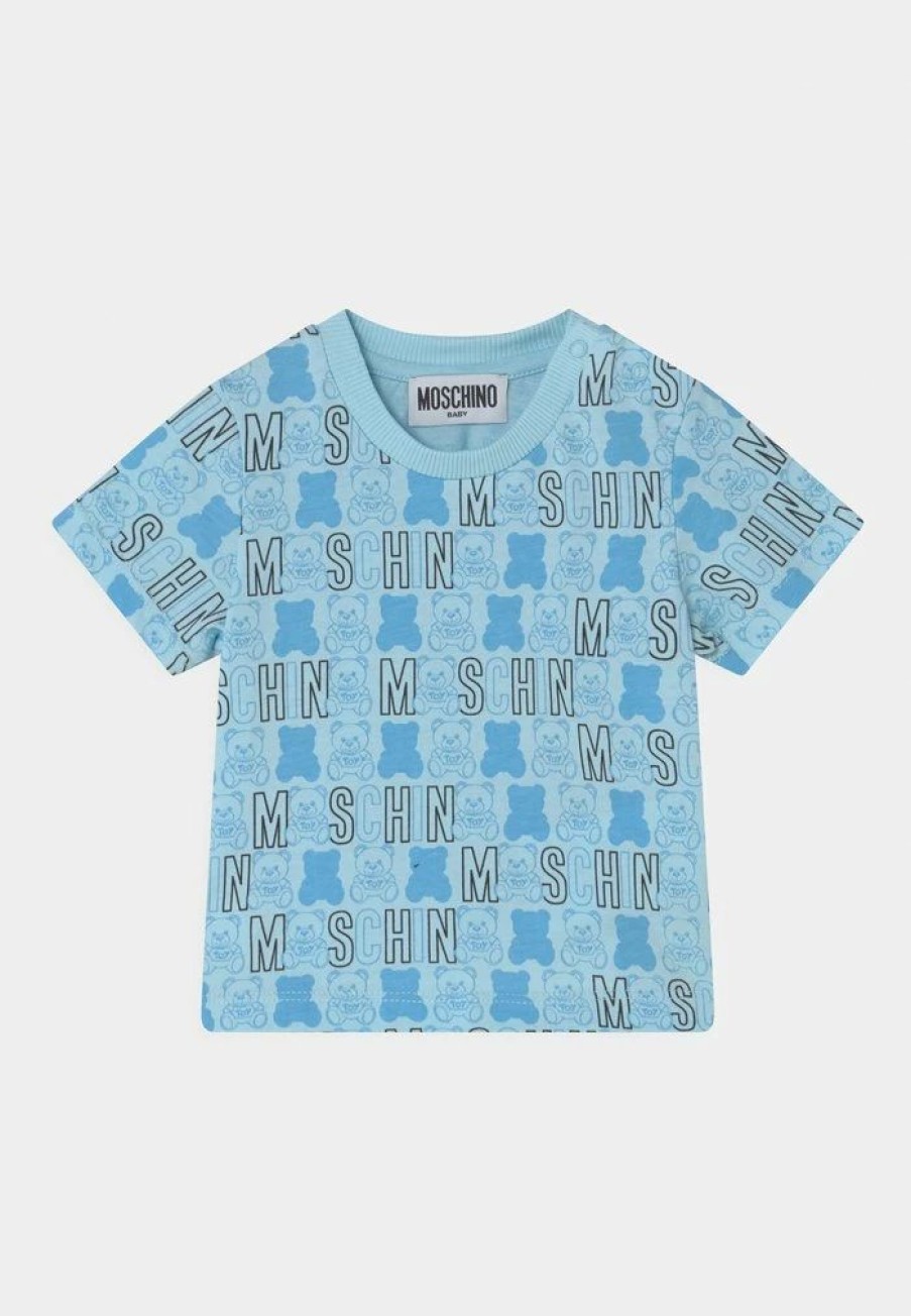 * | Moschino Unisex Print T-Shirt Light Blue