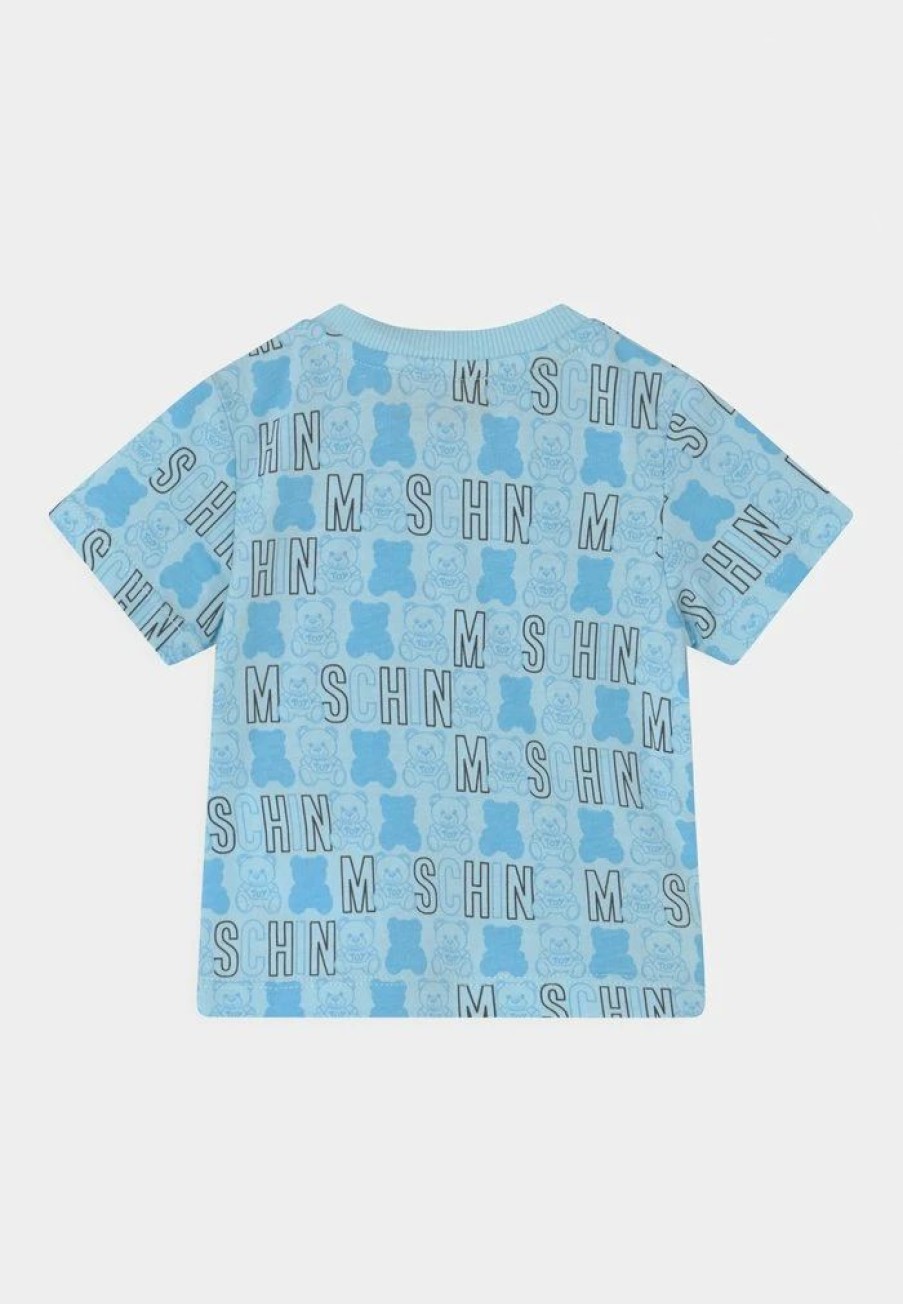 * | Moschino Unisex Print T-Shirt Light Blue